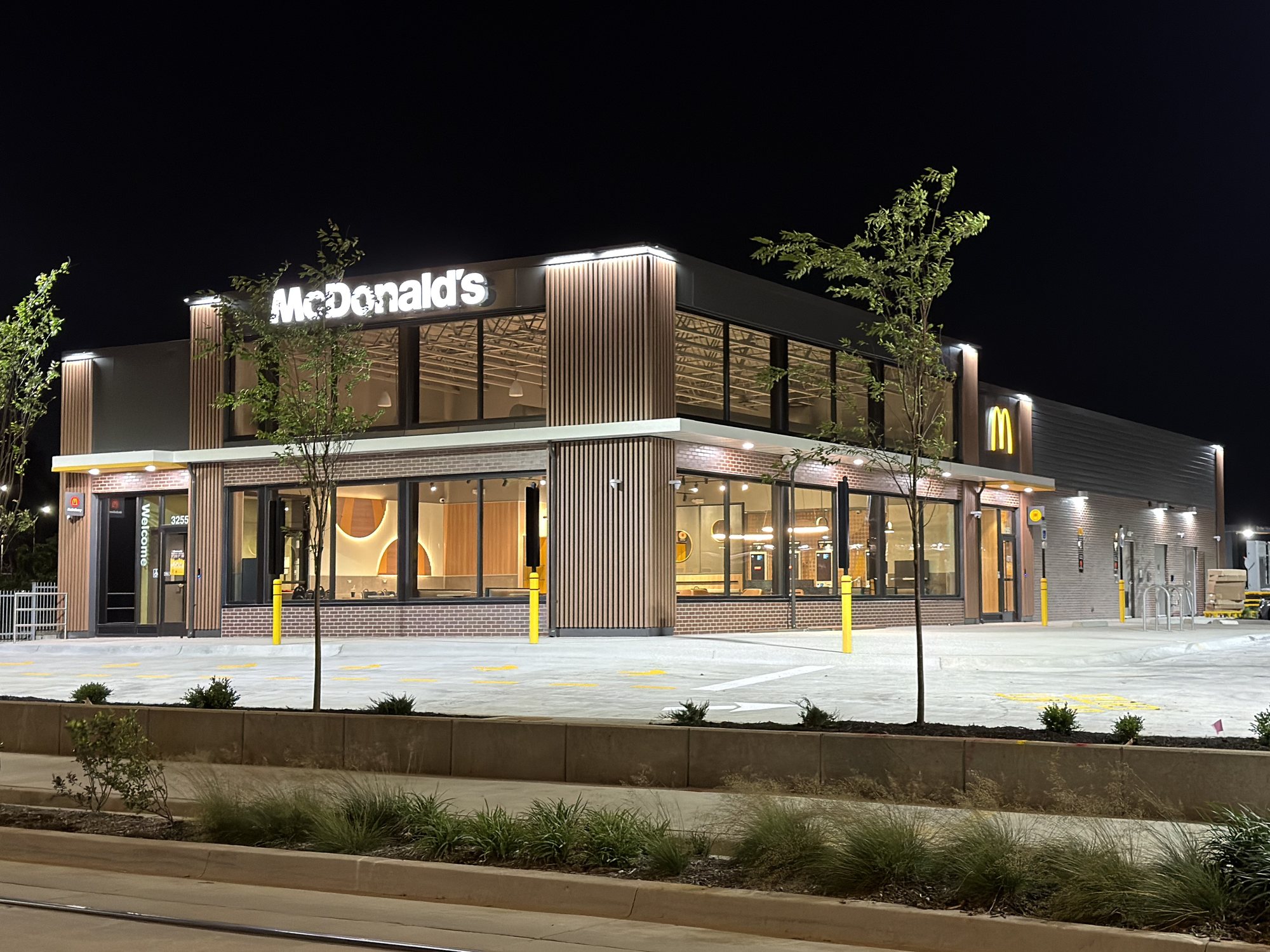 Our McDonald’s on Main Street in Kansas City, lit up at night